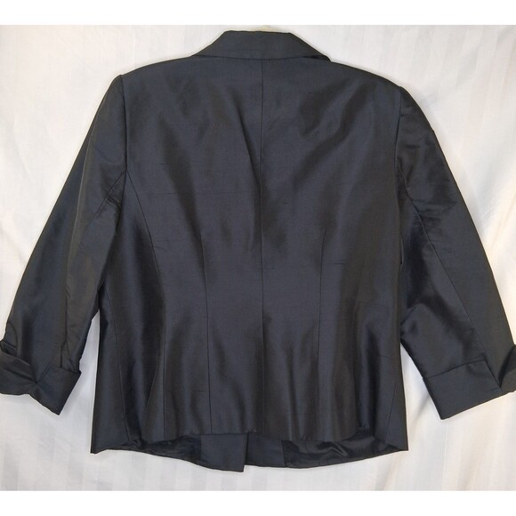 Kate Hill Woman Black Silk Jacket/Blazer Size 16W Fully Lined 3/4 Sleeve - Picture 4 of 15